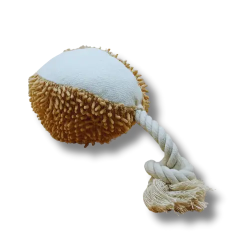 Hračka pre psa pískacia - Plyš - Piskor - Biela/Hnedá - 24 cm Dĺžka