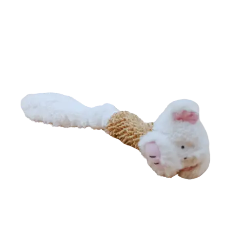 Hračka pre psa pískacia - Plyš - Prasa - Biela/Hnedá - 32 cm Dĺžka