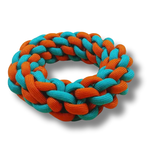 Hračka pre psa veľká - Lano - Kruh - Oranžová/Zelená - 18 cm Priemer