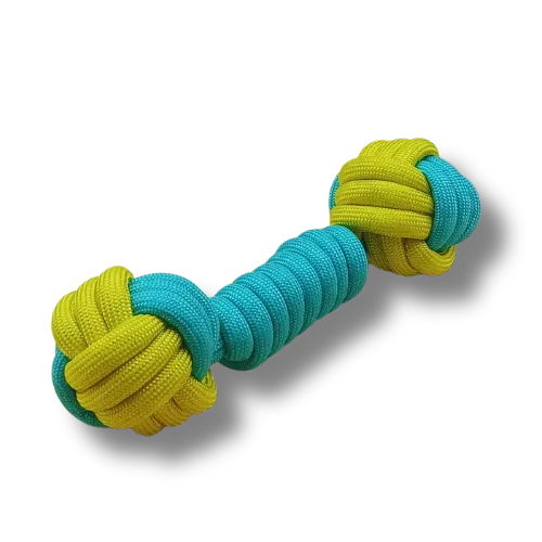 Hračka pre psa stredná - Lano - Kosť- Žltá/Zelená - 21cm Dĺžka 