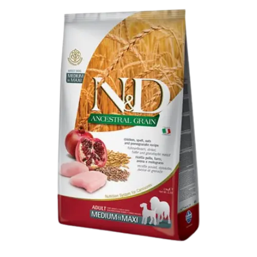 Farmina N&D dog AG adult medium & maxi, chicken, spelt, oats & pomegranate 12 kg