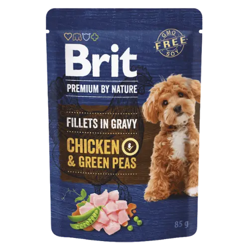 Brit Premium by Nature Dog Fillets in Gravy Chicken & Green Peas 85 g