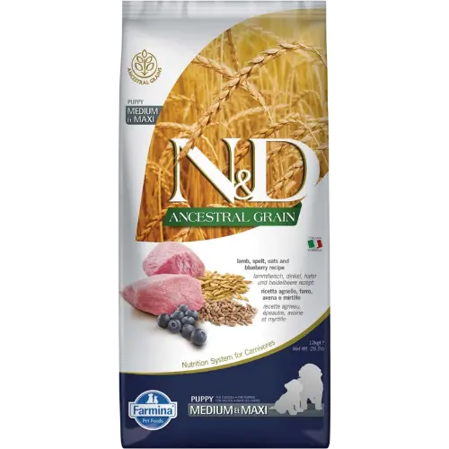 [OBC013540] Farmina N&D dog AG puppy medium & maxi, lamb, spelt, oats & blueberry 12 kg