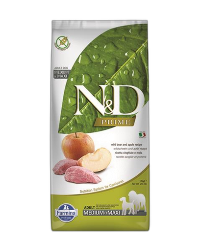 [OBC018589] Farmina N&D dog PRIME (GF) adult medium & maxi, boar & apple 12 kg