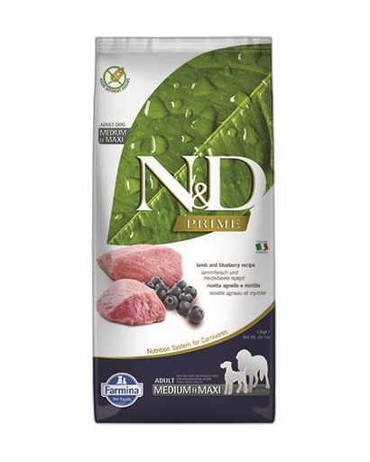 [OBC018848] Farmina N&D dog PRIME (GF) adult medium & maxi, lamb & blueberry 12 kg