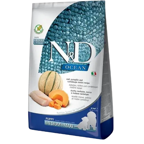 [OBC020076] Farmina N&D dog OCEAN PUMPKIN (GF) puppy medium & maxi, cod & cantaloupe melon 12 kg