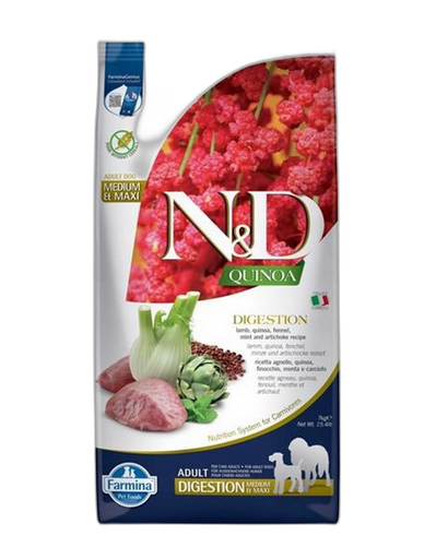 [OBC024021] Farmina N&D dog QUINOA (GF) adult medium&maxi, digestion, lamb and fennel 7 kg