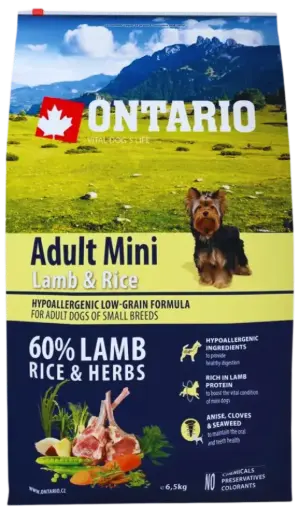 Krmivo Ontario Adult Mini Lamb & Rice 6,5kg