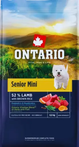 Krmivo Ontario Senior Mini Lamb & Brown Rice 6,5kg