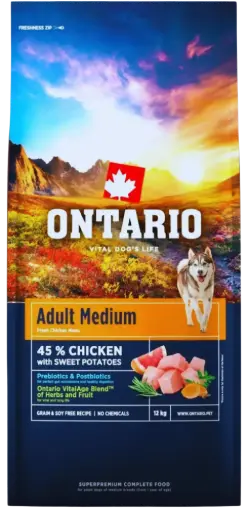 Krmivo Ontario Adult Medium Chicken & Sweet Potatoes 12kg