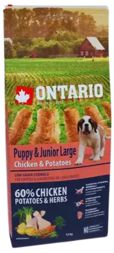Krmivo Ontario Puppy & Junior Large Chicken & Sweet Potatoes 12kg