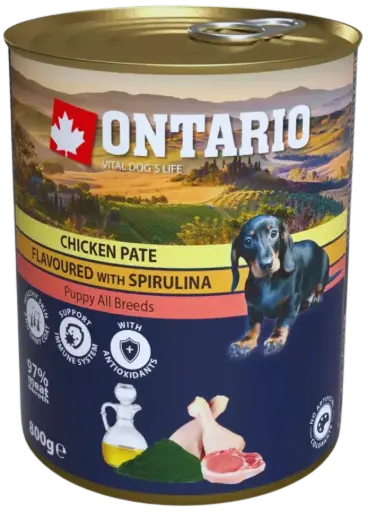 Ontario Puppy kura so spirulinou, paté 800g 