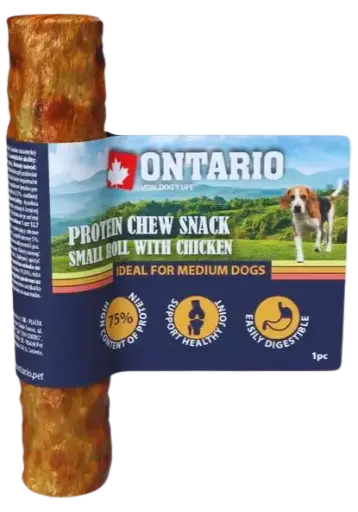 Pochúťka Ontario Protein kura, žuvacia rolka malá 12,7cm, Medium