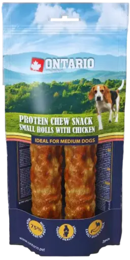Pochúťka Ontario Protein kura, žuvacia rolka malá 2ks 12,7cm, Medium