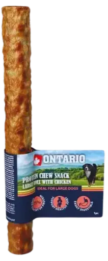 Pochúťka Ontario Protein kura, žuvacia rolka veľká 25,4cm, Large